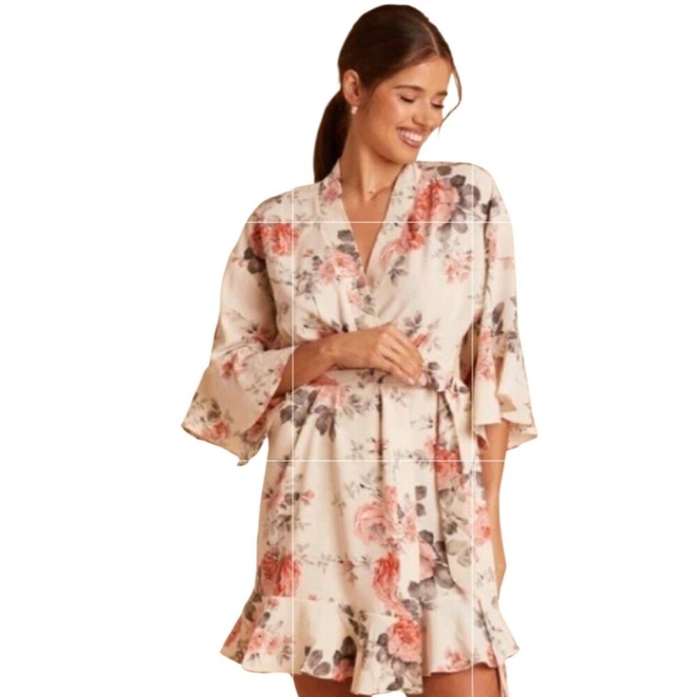 birdy grey kenny floral ruffle robe size XS/S
